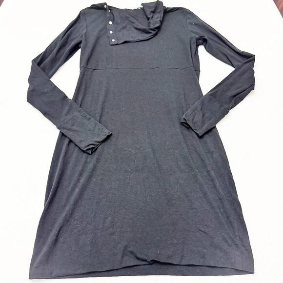 DVF Diane Von Furstenberg Turtle Snap Turtleneck Cotton Blend Dress Black Size L - Picture 7 of 8